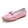 Metal Pure Color Leather Flat Casual Loafer For Women