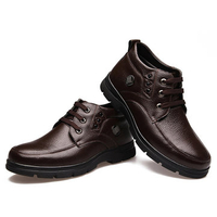 MGenuine Leather Warm Fur Lining Lace Up Metal High Top Ankle Boots