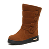 Mid Calf Button Decoration Slip On Warm Fur Snow Boots