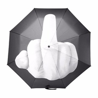 Middle Finger Umbrella Novelty Cool Fashion Black Folding Umbrella