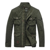 Military Style Casual Outdoor Solid Color Multi-Pockets Slim Fit Stand Collar Jacket For Men