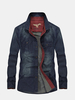 Military Style Denim Dress Shirt Casual Cotton Double Chest Pockets Long Sleeve Shirt For Men