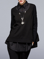 Miting Black Fake Two Pieces Shirt