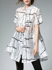 Miting Casual Loose Turn-Down Collar Short Sleeve Long Blouses