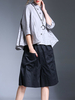 Miting Letter Printed Turn-Down Collar Half Sleeve Women Blouses