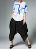 Miting Women Casual Printed Patchwork O-Neck Half Sleeve Blouses
