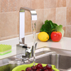 Modern Chrome Solid Brass Kitchen Sink Mixer Tap Square Single Lever Bath Faucet