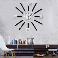 Modern DIY Analog 3D Mirror Surface Large Number Wall Clock Sticker Home Decor