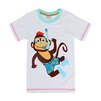 Monkey Baby Children Boy Pure Cotton Short Sleeve T-shirt Top