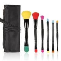 MSQ 6Pcs Portable Dual-head Colorful Makeup Comestic Brushes Set With Black Bag