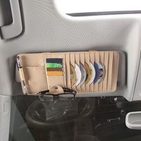 Multi-function PU Leather Car CD Clip Card Bag Phone Sunglasses Pen Holder