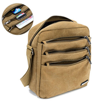 Multi Pocket Crossbody Bag Canvas Vintage Solid Shoulder Bag For Men