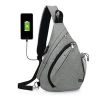 Multi Pocket Dacron Chest Bag Casual USB Socket Crossbody Bag For Women Men
