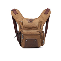 Multi Pocket Outdoor Canvas Sling Bag Patchwork Casual Crossbody Bag For Men