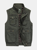 Multi Pockets Loose Fit Vest Waistcoats