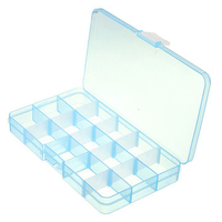 Multicolor 15 Slots Plastic Compartment Jewelry Storage Box