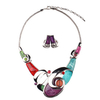 Multicolor Geometric Crystal Statement Necklace Earrings