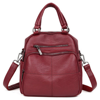 Multifunction PU Leather Women Handbags Vintage Crossbody Bags Casual Backpack