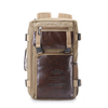 Multifunctional Men Large Capacity Canvas Backpack Leather Portable Handbag Shoulder Bag