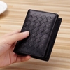 Multifunctional Weave PU Leather Card Holder Coins Bag License Holder