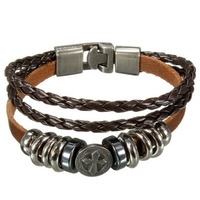 Multilayer Cross Braided Charm Leather Punk Bracelet