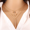 Multilayer Crystal Golden V Shape Pendant Necklace