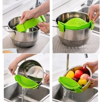 Multipurpose Silicone Funnel Strainer Pot Pan Bowl Rice Washing Colander Kitchen Cooking Tools