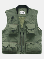Mutil Pockets Fishing Photography Solid Color Waist Coat Vest for Men