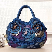 National Floral Polyester Handbag Daily Shopping Durable Handbag For Women