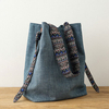 National Style Bucket Bag Canvas Casual Shoulder Bag Crossbody Bags