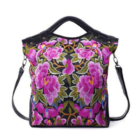 National Style Flower Pattern Handbag Shoulder Bag Crossbody Bag