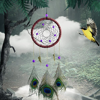Natural Hand-woven Feathers Dreamcatcher American Folk-custom Gifts Home Car Hanging Ornament