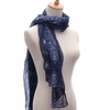Navy Color Long Voile Stole Bohemia Soft Wrap Shawl Stripe Totem Chiffon Scarf