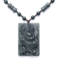 Nephrite Dragon Necklace Retro Rectangle Dragon Jasper Old Jade Necklace