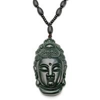 Nephrite Jasper Old Jade Necklace Buddha Head Pendant Beads Men Necklace