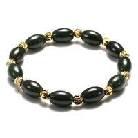 Nephrite Unisex Jade Oval Jasper Old Jade Gold Plated Bracelet