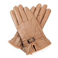 New Style Women Winter Warm Thicken Gloves Sheepskin Leather Buckle Wind Proof Mittens