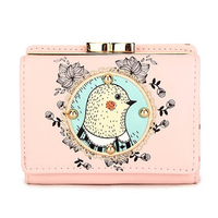 New Stylish Lovely Cartoon Pattern Embroidery Folding Short Wallet