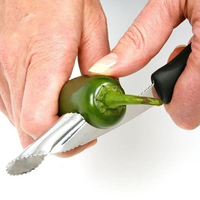 Norpro Jalapeno Pepper Corer Soft Grip-EZ Stainless Steel Serrated Remover Creative Kitchen Tool