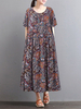 O-NEWE Bohemian Button Half Sleeves Printed Dresses For Women