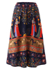 O-NEWE Casual Elastic Waist Half Skirt Print Skirt For Women