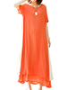O-NEWE Casual O-neck Patchwork Fake Two Piece Dresses