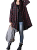 O-Newe Casual Plaid Long Sleeve Lapel Button High Low Outwear For Women
