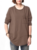 O-NEWE Casual Pure Color Round Neck Pocket Irregular Blouse For Women
