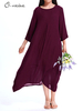 O-Newe Casual Solid O-Neck Straight Dress For Women