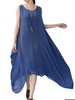 O-Newe Casual Solid Sleeveless Irregular Dress For Women