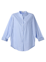 O-Newe Casual Stripe Patchwork Hollow Out Long Sleeve Shirt For Women