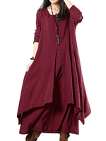 O-Newe Casual Two Piece Long Sleeve Maxi Dress