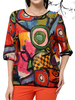 O-Newe Casual Women Colorful Printed Half Sleeve Pullover T-Shirt