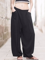O-Newe Casual Women Elastic Waist Pocket Harem Pants